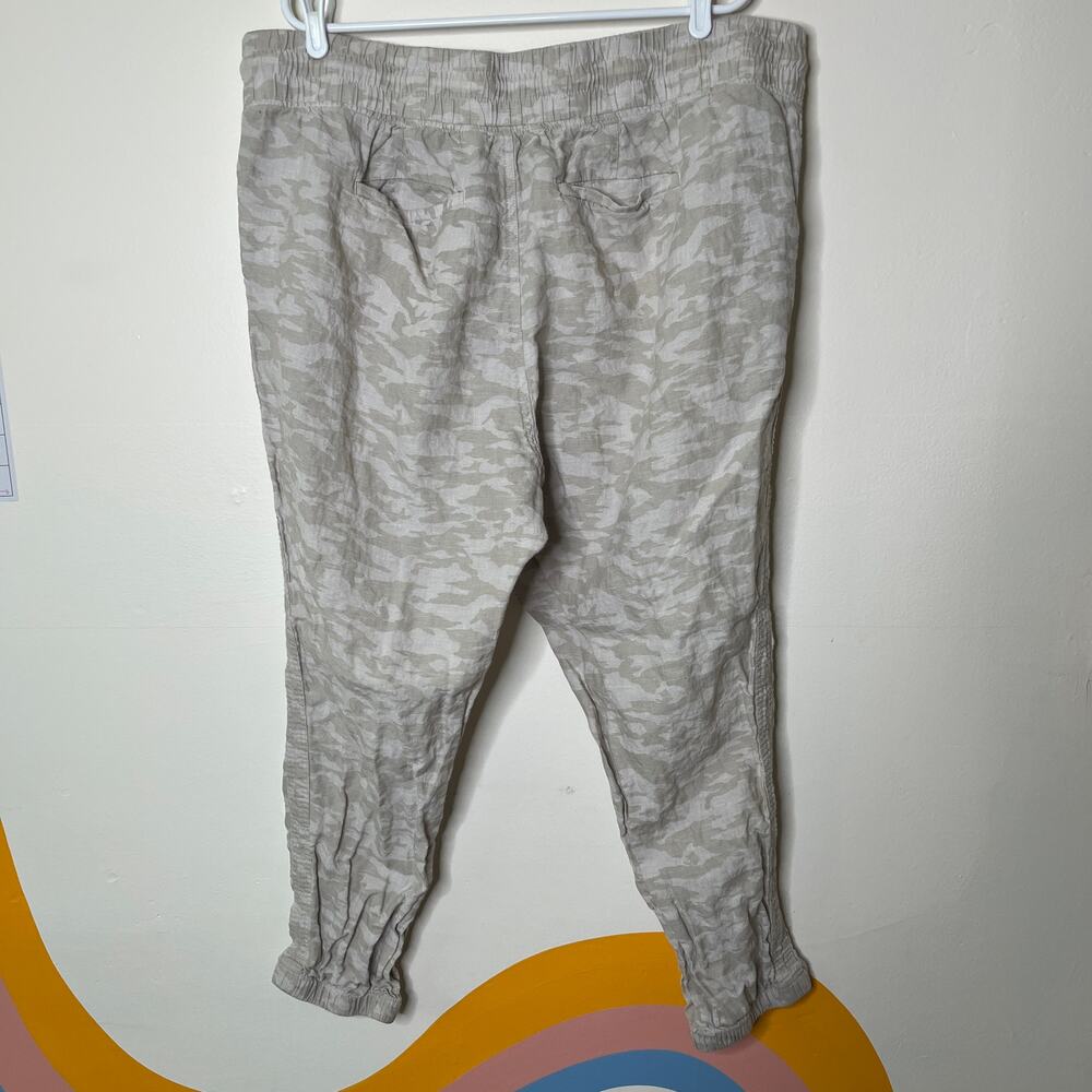 Athleta Cabo Tide Linen Jogger Pants Women's‎ Size 22 Beige Camo Drawstring Tan - Picture 3 of 8